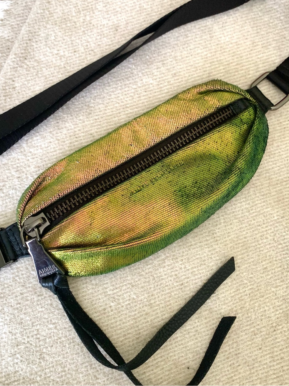 Aimee Kestenberg Metallic Iridescent Snakeskin leather Crossbody Belt Bag